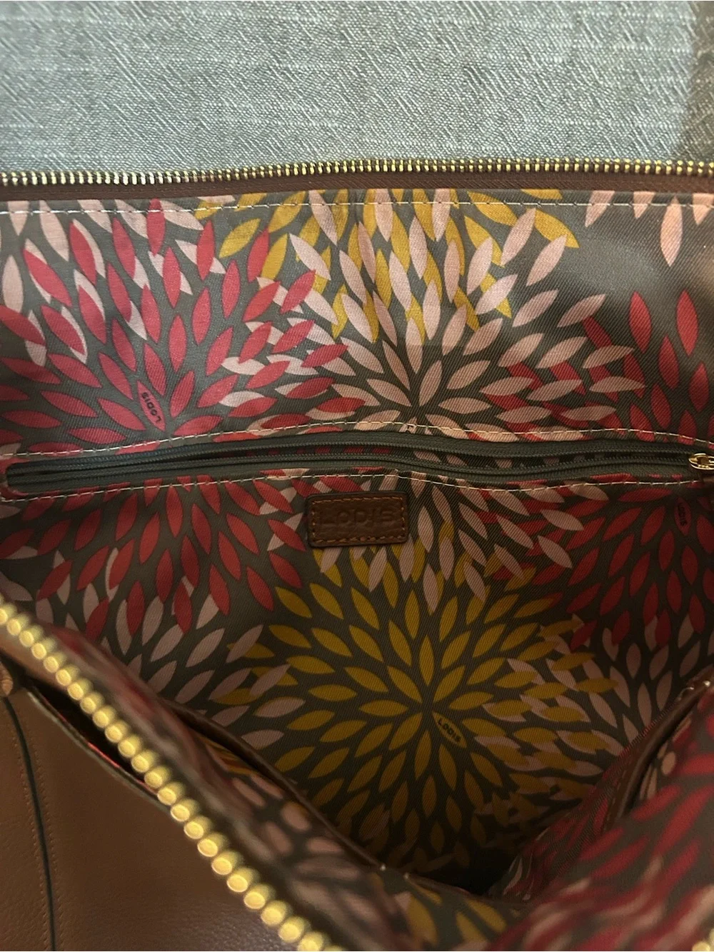 Lodis Chestnut Brown Leather Tote with Gold Accents